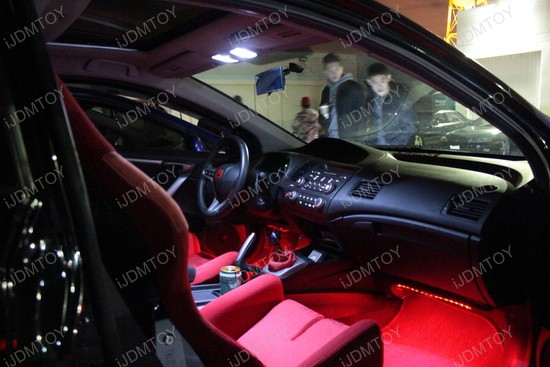 Led Interior Light Strips Installed On Honda Civic Foot Area