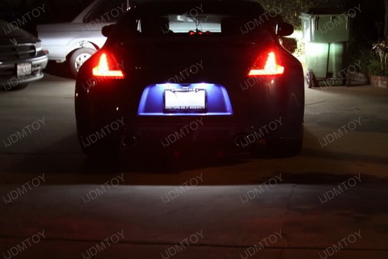 blue licence plate lights