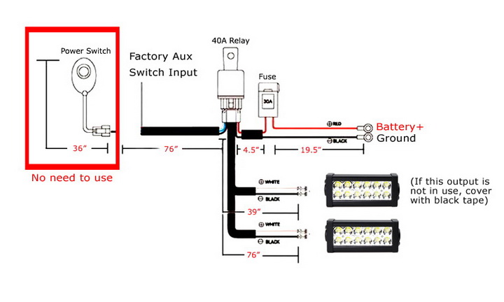 Ford F150 Raptor Relay Wiring Harness with Auxiliary Aux Switch