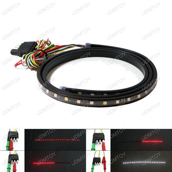 60" Trunk Tailgate Red White LED Light Bar For Reverse Brake Turn
