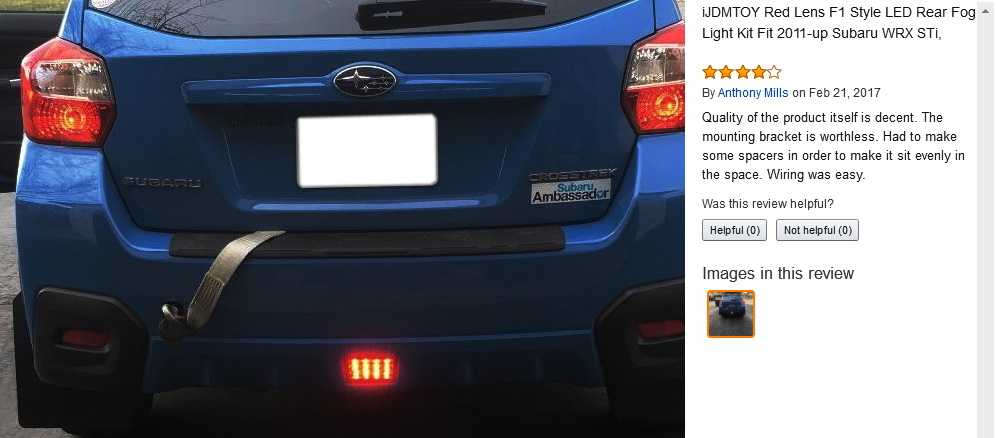 Subaru WRX Clear Lens LED Rear Fog Lights