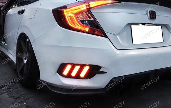16+ Honda Civic Sedan LED Bumper Reflector Rear Fog Light Kit