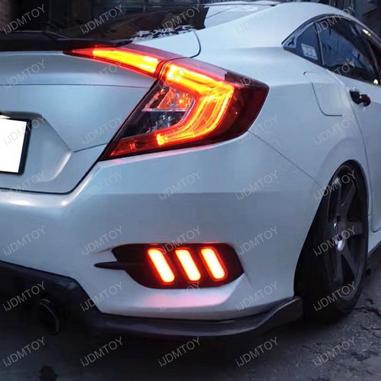 16+ Honda Civic Sedan LED Bumper Reflector Rear Fog Light Kit