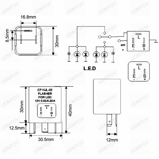 3 Pin 12V CF14 CF-14 JL-02 EP35 LED Flasher Blinker Bulbs Relay Fix