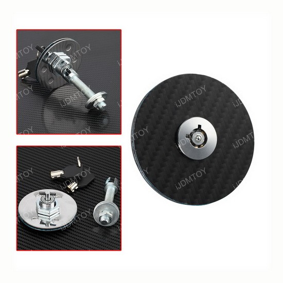 Black Real Carbon Fiber Hood Latch Pins with Lockable Keys