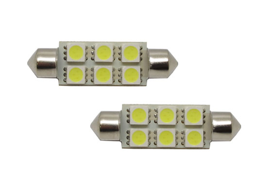 6-SMD 5050 1.72" 42mm 211-2 578 LED Bulbs