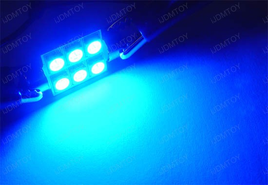 JDM Super Bright Xenon White or Ultra Blue 6SMD D36mm Festoon Map Dome LED