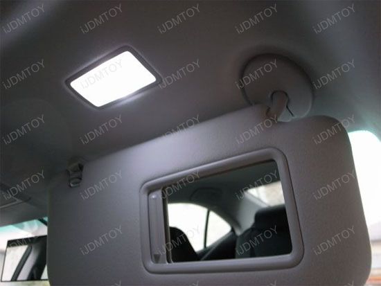 JDM D29mm Sunvisor No. TS-14V1CP Sun Visor Vanity Mirror LED light bulbs