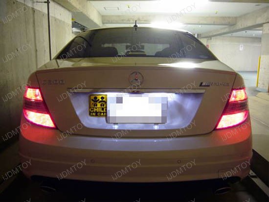 Xenon White High Power OBC Error Free LED License Plate Light Modules w/ Canbus Controller for Mercedes C Class, E Class, CLS Class, etc