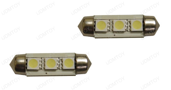 New!!! JDM Xenon White OBC Error Free D36mm 6411 6418 C6W LED Bulbs w/built-in load resistors for Audi, BMW, Porsche, Volkswagen, etc