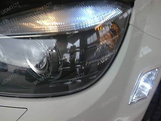 JDM Xenon White or Ultra Blue Error Free T10 LED Bulbs with Mercedes W204 C Class clear side markers for 2008 and up C300, C350, C63, C Class
