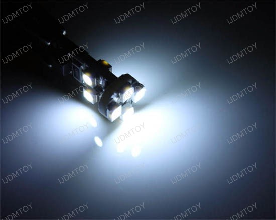 JDM White or Blue 360-degree shine OBC Error Free 1210-SMD T10 2825 W5W LED Bulbs with built-in load resistors for Mercedes, Audi, BMW, etc
