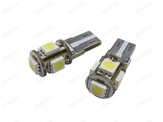 Super Bright 360-degree shine 5-SMD Error Free T10 LED bulbs