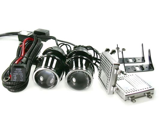 JDM Glass Projector Fog Light Lamps with Ultra Slim HID Conversion Kit Combo (Size H3)