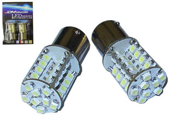 JDM Super Bright Xenon White 40-SMD S25 1156 (aka 7528) or 1157 (aka 7506) LED Indicator Corner/Blinker Brake Tail light bulbs