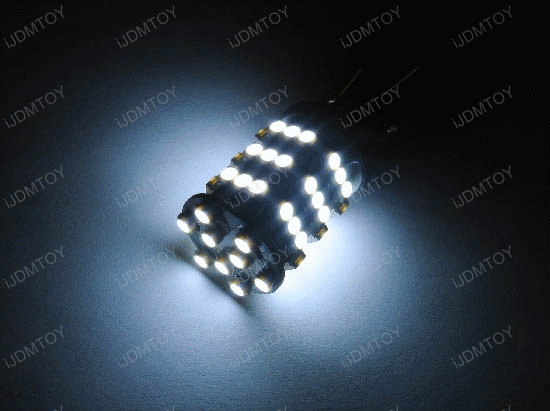 JDM Super Bright Xenon White 54-SMD T25 3156 (aka 3056) or 3157 (aka 3057) LED indicator, turn signal, backup, brake light bulbs
