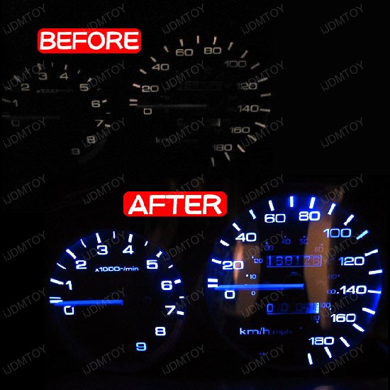 JDM Super Bright & Wide Angle T5 (aka T4) 1210 chip SMD LED Wedge Light Bulbs Instrument Cluster, Dash Lights 37 73 74 79 etc