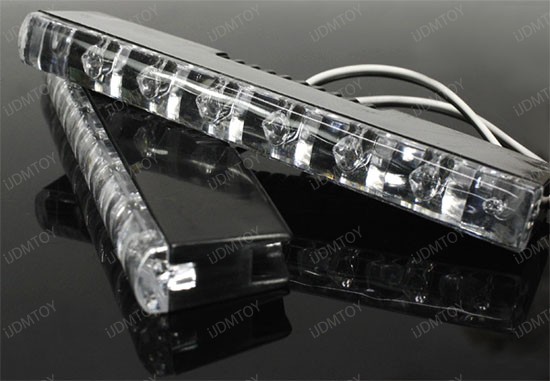 JDM Universal Fit Xenon White or Ultra Blue 6-LED Daytime Running Light Kit (aka LED Day Driving Cruising DRL Lamps)