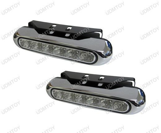 JDM Universal Fit Xenon White or Ultra Blue Double-Layer 12-LED Daytime Running Light Kit (aka LED Day Driving Cruising DRL Lamps)