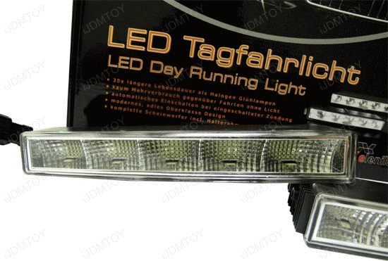 Xenon White Hella Style 5-LED High Power LEDayLine LED Daytime Running Light (DRL) Lamps
