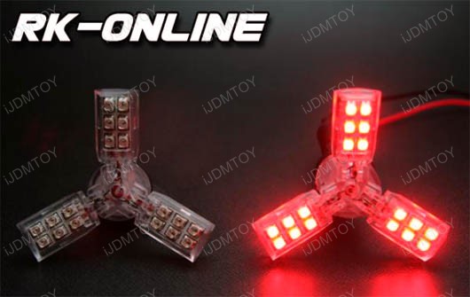 JDM 3-Arm 24-SMD Brilliant Red SpiderLite LED Bulbs for Tail/Break/Stop Light (size 1157, 3156, 3157, 7440, 7443)