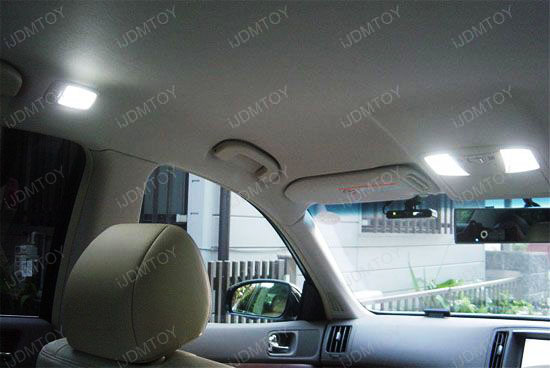 JDM Super Bright Xenon White or Ultra Blue Luxer1 9-SMD 3-Emitter 5050 LED Interior Map/Dome Panel Lights, Fits 168 2825 DE3175 6411 578 211-2 etc