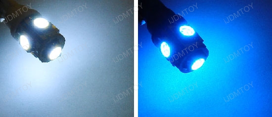 JDM 360-Degree Shine Xenon White or Ultra Blue 5-SMD 5050 BA9 LED Bayonet Light Bulbs for 64111 64132 or H6W etc