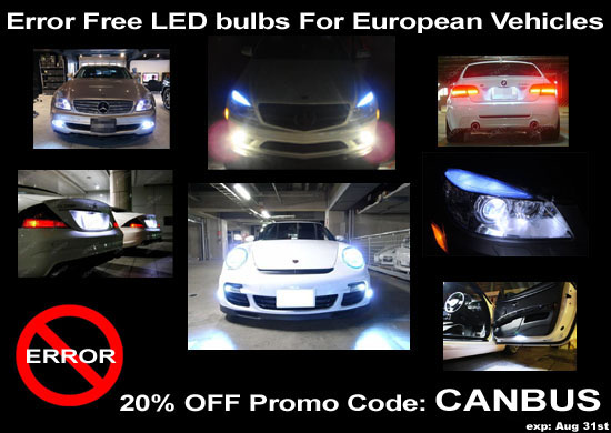 European Error Free LED bulbs 20% off, promo code: CANBUS