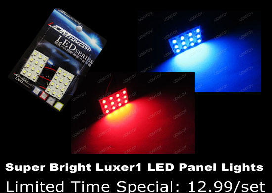 Ultra Blue or Brilliant Red Luxer1 LED Room Lights, 12-SMD LED Interior Panel Light, Special Price: 12.99