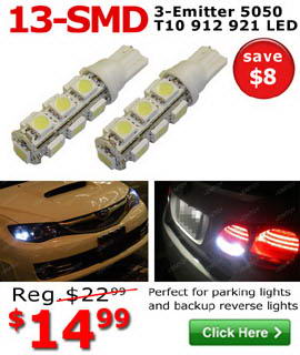 13-SMD-5050 T10 LED bulbs on sale