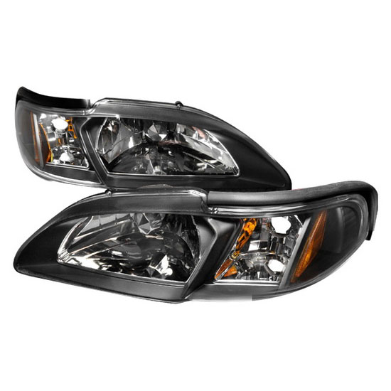 1994-1998 Ford MUSTANG Black Housing Style Reflector Headlights