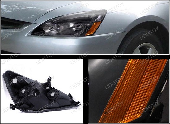 03 07 Honda Accord Black Housing Euro Style Reflector Headlights 2003 2007 Honda Accord Black Housing Euro Style Reflector Headlights