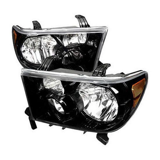 07 11 Toyota TUNDRA Black Housing Euro Style Reflector Headlights