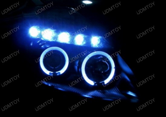 2003-2005 Nissan 350Z Black Housing Dual Halo Angel Eyes Projector LED Headlights