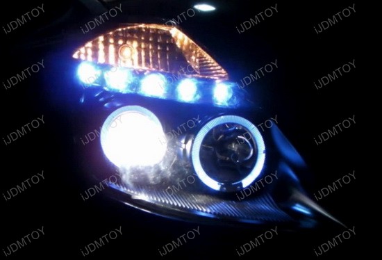 2003-2005 Nissan 350Z Black Housing Dual Halo Angel Eyes Projector LED Headlights