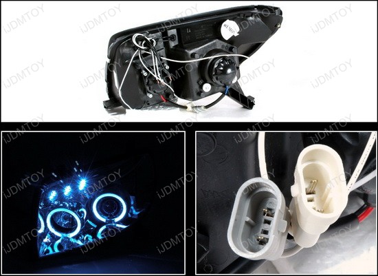 2003-2005 Toyota 4RUNNER Black Housing Dual Halo Angel Eyes Projector LED Headlights