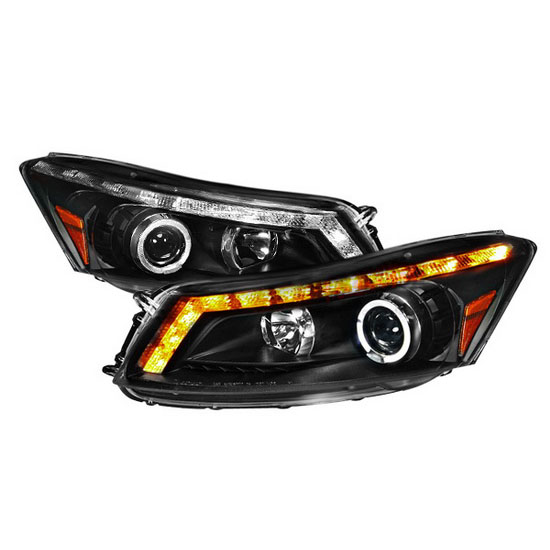 0812 Honda ACCORD Black Halo Angel Eyes Projector LED Headlights
