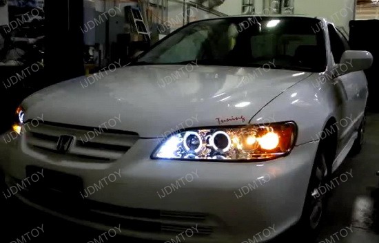 98-02 Honda ACCORD Chrome Dual Halo Angel Eyes Projector Headlights