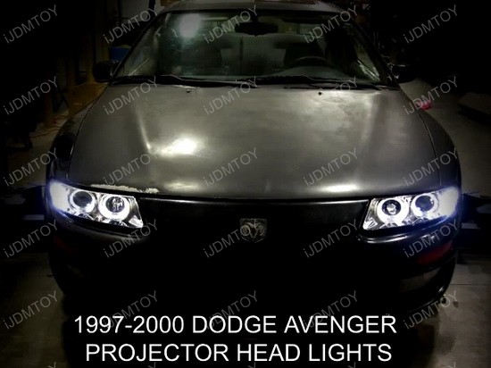 97-00 Dodge AVENGER Black Housing Dual Halo Angel Eyes Projector LED Headlights