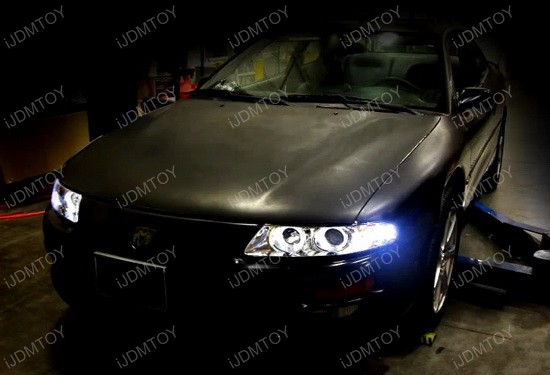 97-00 Dodge AVENGER Black Housing Dual Halo Angel Eyes Projector LED Headlights