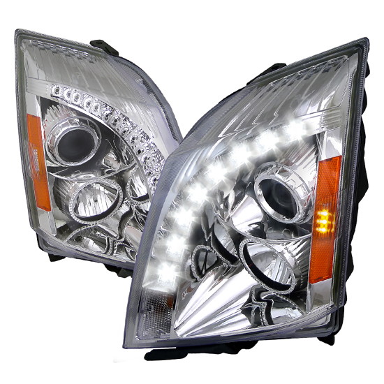 0813 Cadillac CTS Chrome Aftermarket Projector LED Headlights