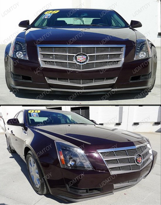 0813 Cadillac CTS Black Aftermarket Projector LED Headlights