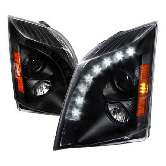 0813 Cadillac CTS Black Aftermarket Projector LED Headlights
