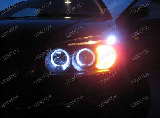 2001-2003 Honda CIVIC Black Housing Dual Halo Angel Eyes Projector LED Headlights