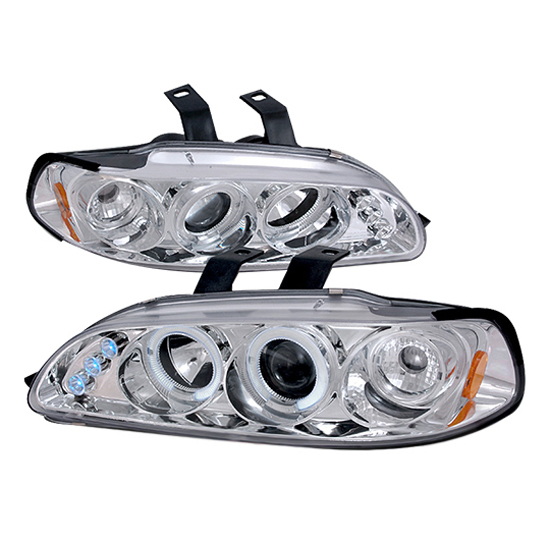 92-95 Honda CIVIC 3DR HATCHBACK Chrome Housing Dual Halo Angel Eyes Projector LED Headlights