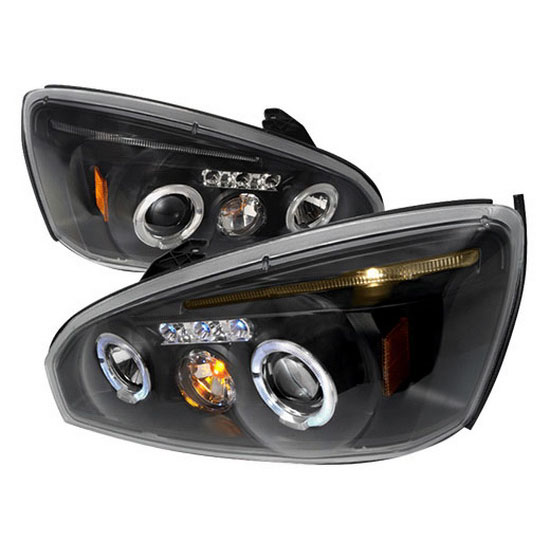 2004-2007 Chevrolet MALIBU Black Housing Dual Halo Angel Eyes Projector LED Headlights