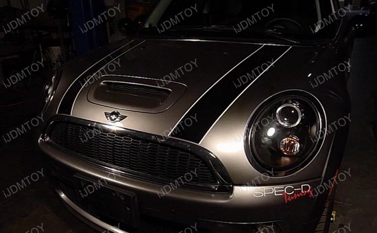 07-11 MINI COOPER Black Housing Single Halo Projector LED Headlights
