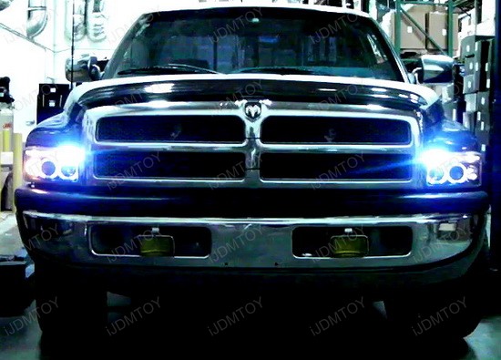94 01 Dodge Ram Black Dual Halo Projector Led Headlights 94 01 Dodge Ram Black Housing Dual Halo Angel Eyes Projector Led Headlights