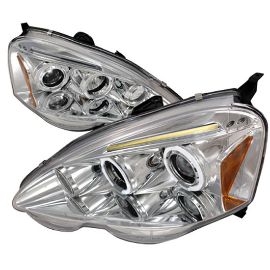 20022004 Acura RSX Chrome Housing Dual Halo Projector LED Headlights