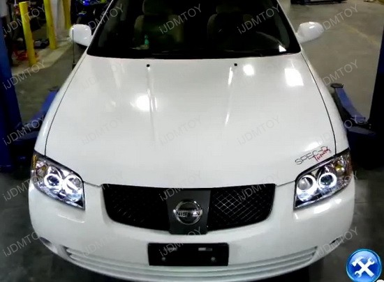 Angel eye headlight nissan sentra black #4